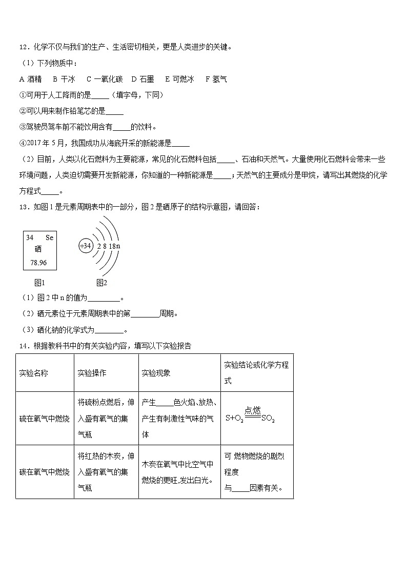 2023-2024学年江西省吉安吉安县联考化学九年级第一学期期末调研试题含答案第3页