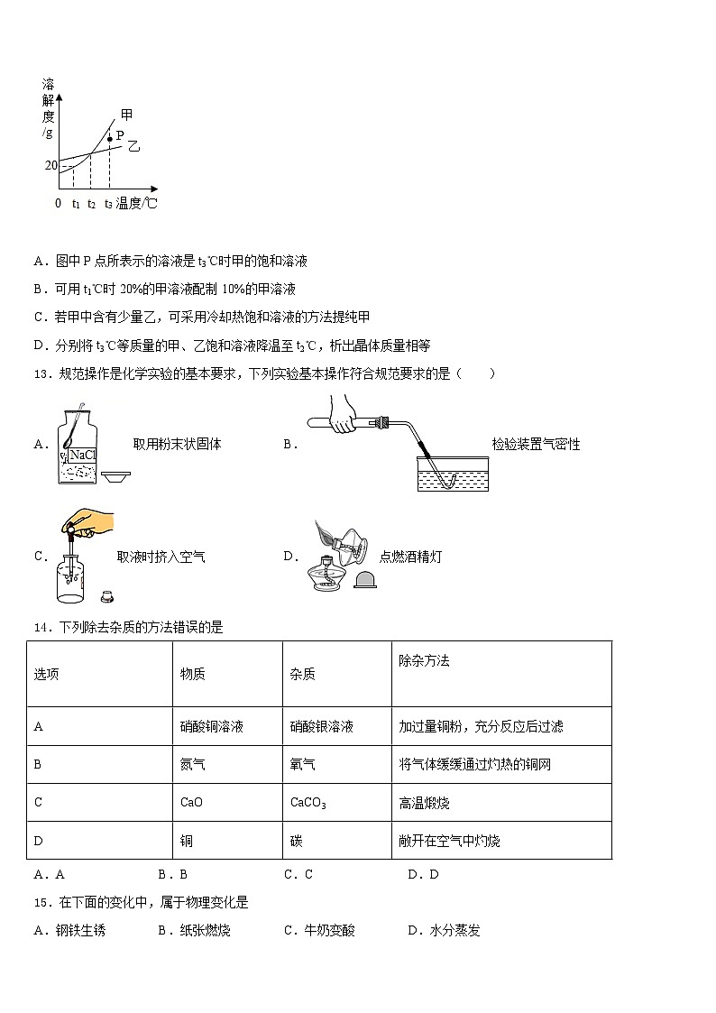 2023-2024学年江西省吉水县化学九上期末质量检测试题含答案第3页