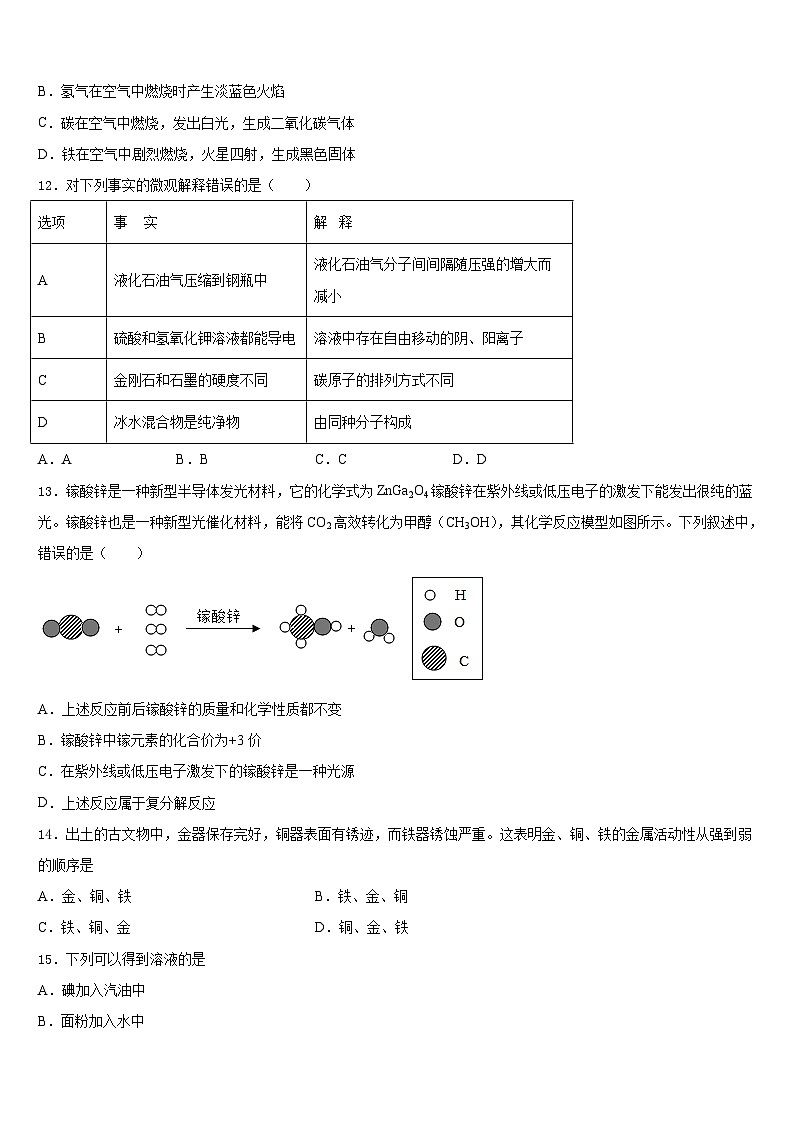 黑龙江省尚志市田家炳中学2023-2024学年化学九上期末调研试题含答案第3页