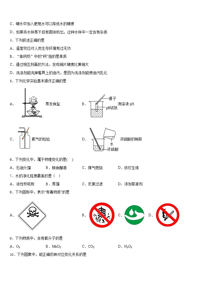 2023-2024学年江西省中学等学校化学九上期末教学质量检测试题含答案第2页
