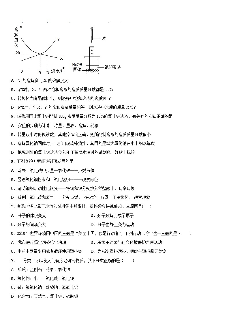 2023-2024学年河北省保定市二中学分校九年级化学第一学期期末考试试题含答案第2页