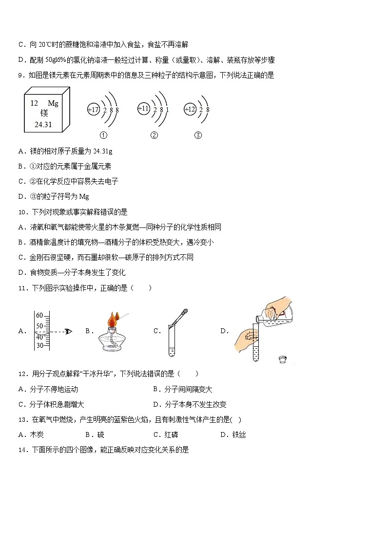 2023-2024学年江门市重点中学化学九上期末学业质量监测模拟试题含答案第3页