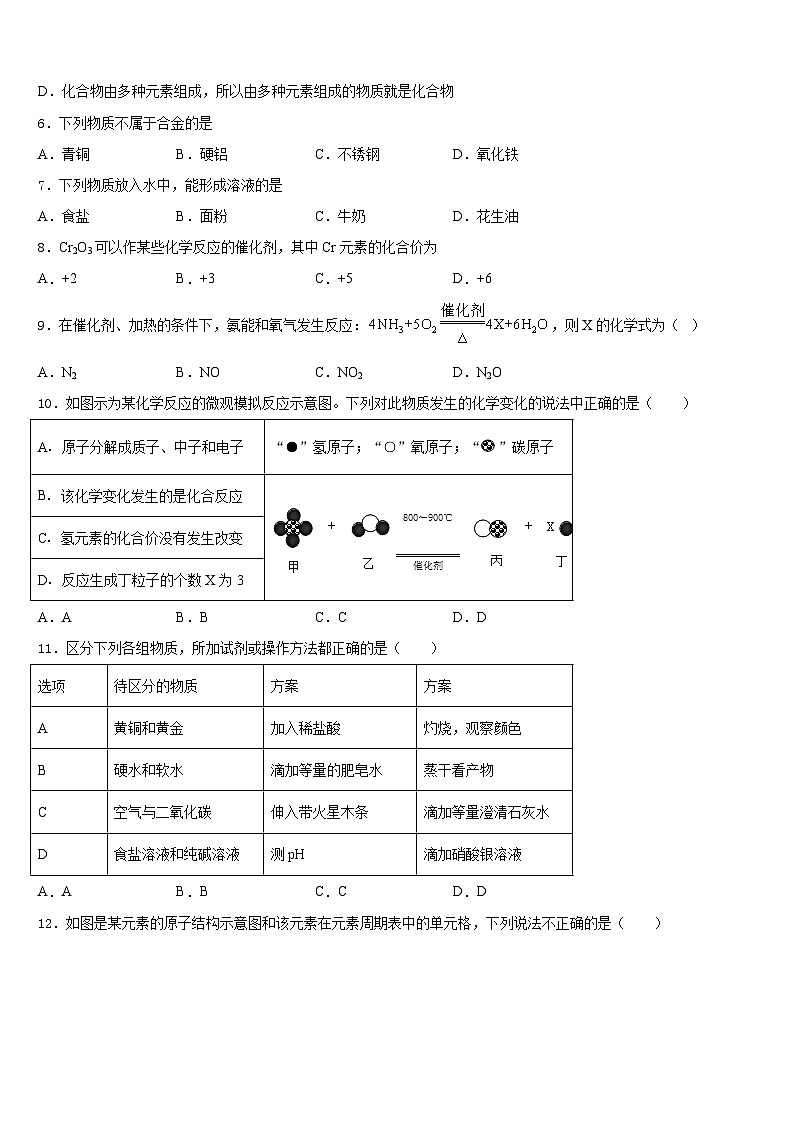 2023-2024学年河北省石家庄市栾城区九上化学期末调研模拟试题含答案02