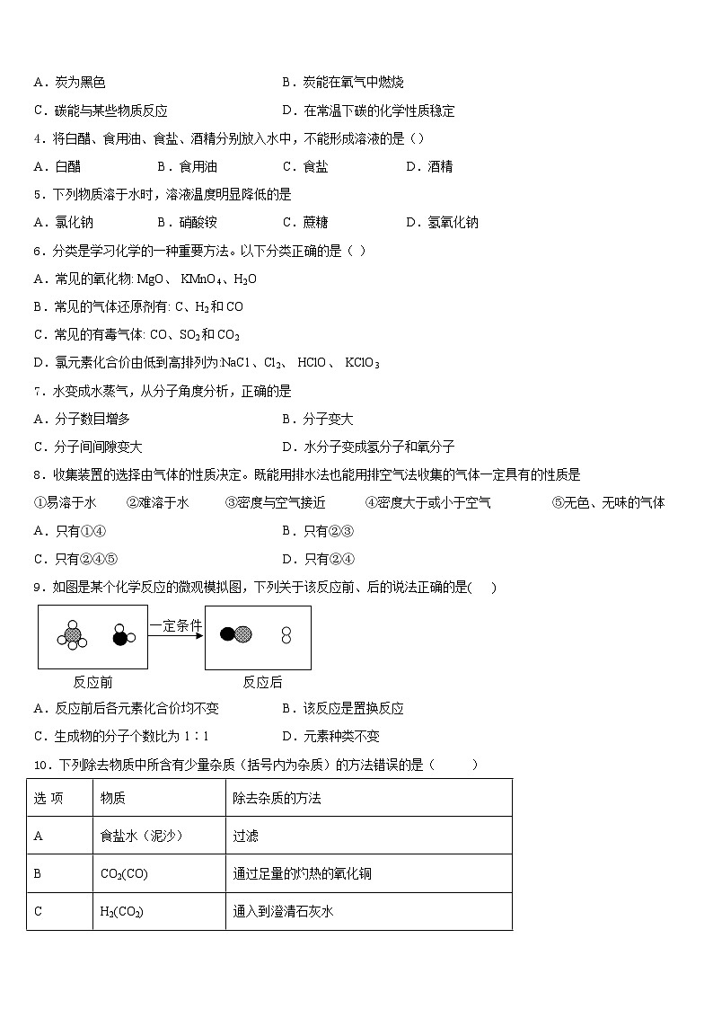 2023-2024学年河北省石家庄市裕华区第四十中学九年级化学第一学期期末监测试题含答案02