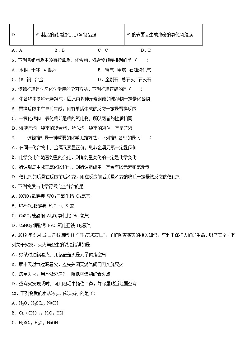 2023-2024学年河北省石家庄高邑县联考九年级化学第一学期期末综合测试试题含答案第2页