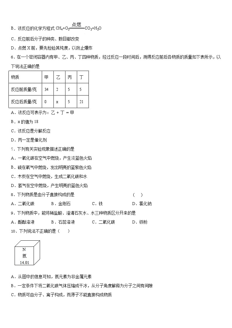 2023-2024学年河南省汝州市二中学化学九上期末达标检测试题含答案第2页