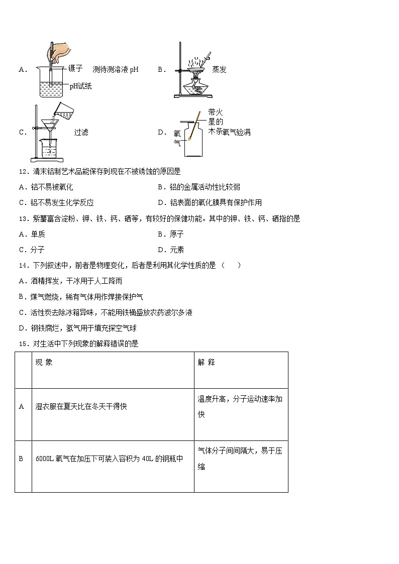 2023-2024学年河南省新乡市封丘县九上化学期末质量跟踪监视模拟试题含答案03