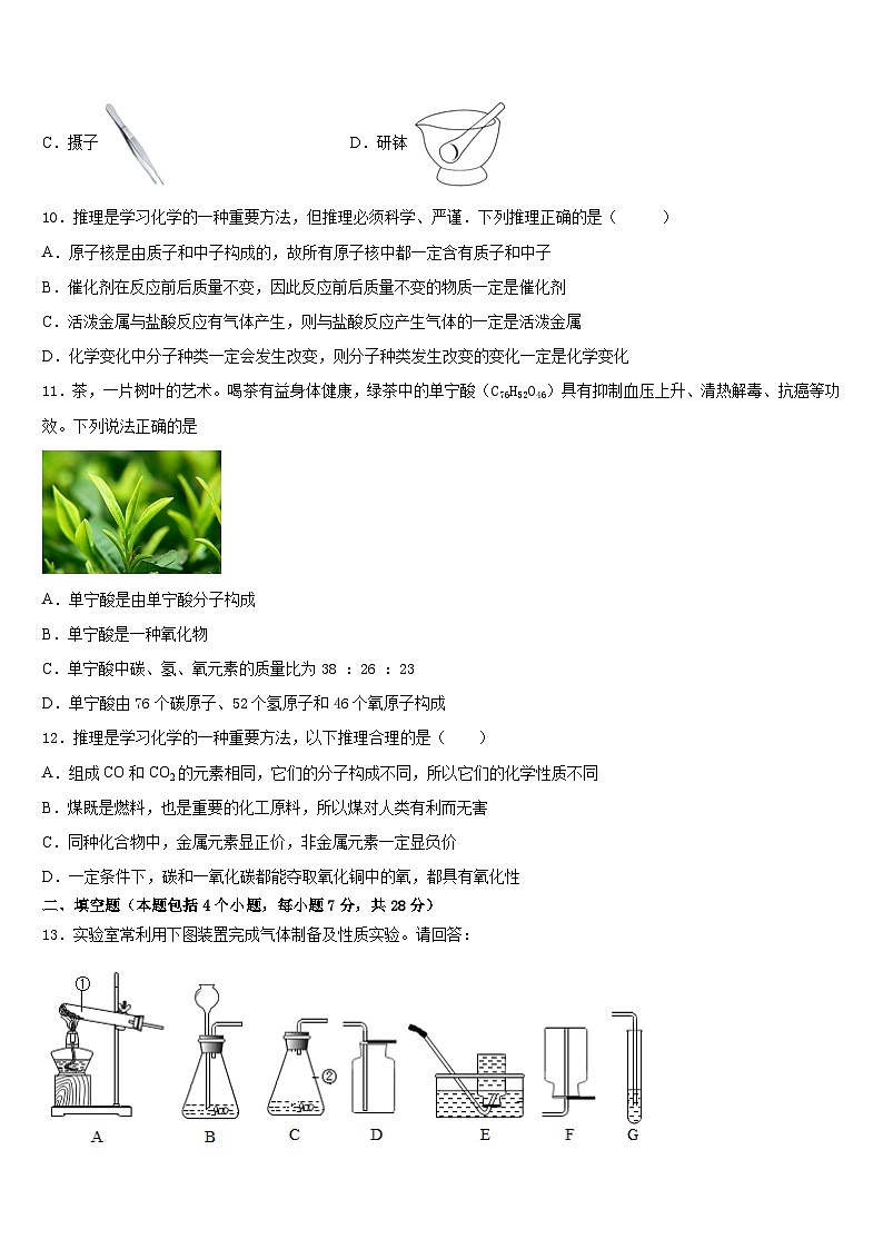 2023-2024学年河南省周口市第十初级中学九上化学期末检测试题含答案第3页