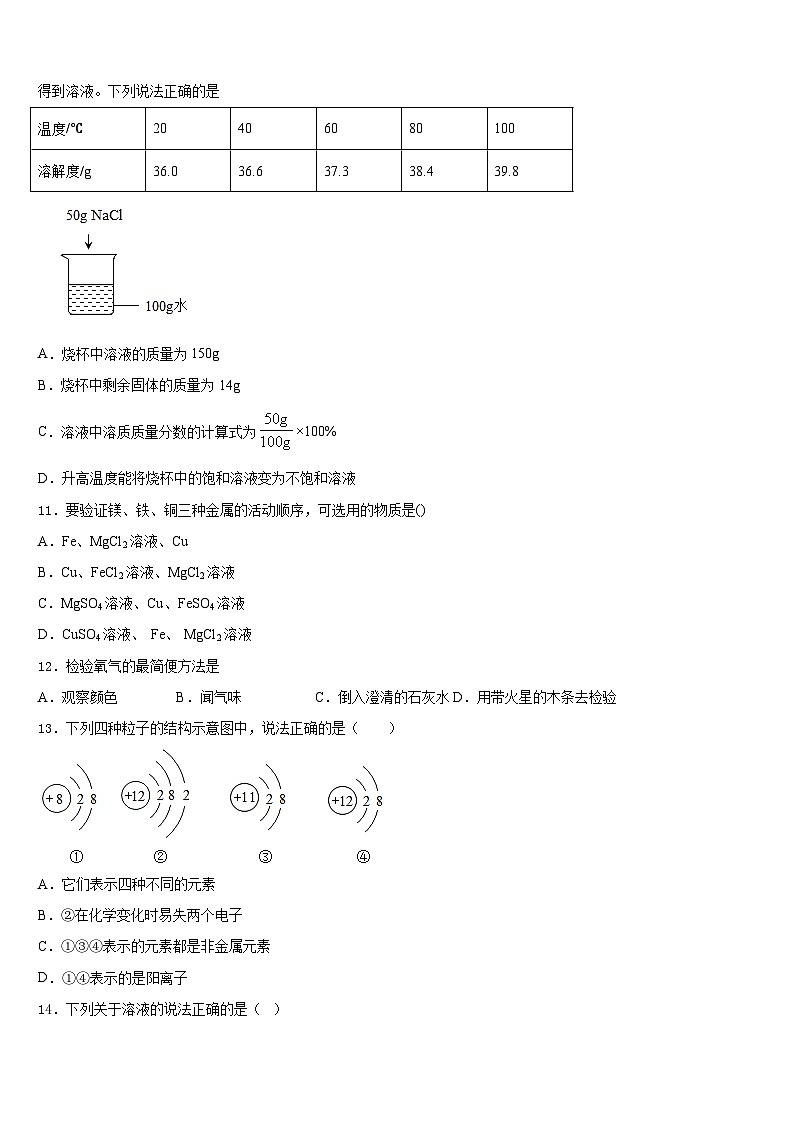 2023-2024学年河南省洛阳李村一中学九上化学期末质量检测模拟试题含答案第3页