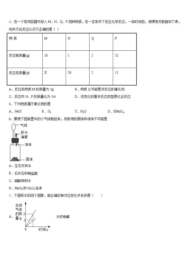 2023-2024学年河南省郑州市中学牟县化学九上期末质量检测模拟试题含答案第2页