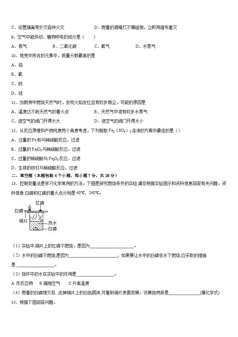2023-2024学年河南省驻马店市遂平中学化学九上期末质量检测试题含答案第3页