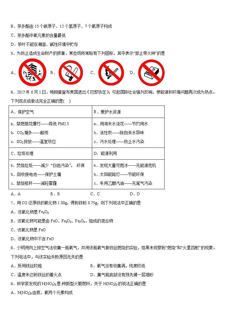 2023-2024学年浙江省江北区九上化学期末检测试题含答案第2页