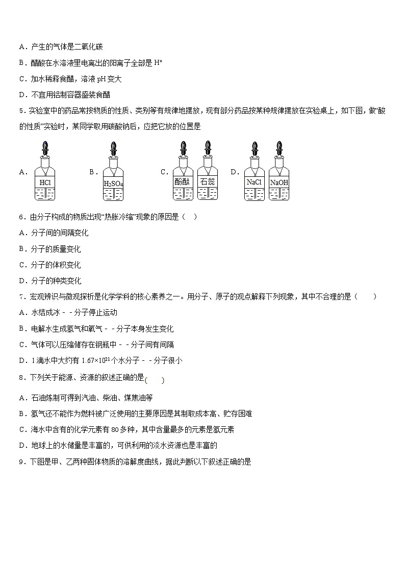 2023-2024学年浙江省绍兴市海亮化学九年级第一学期期末检测模拟试题含答案02