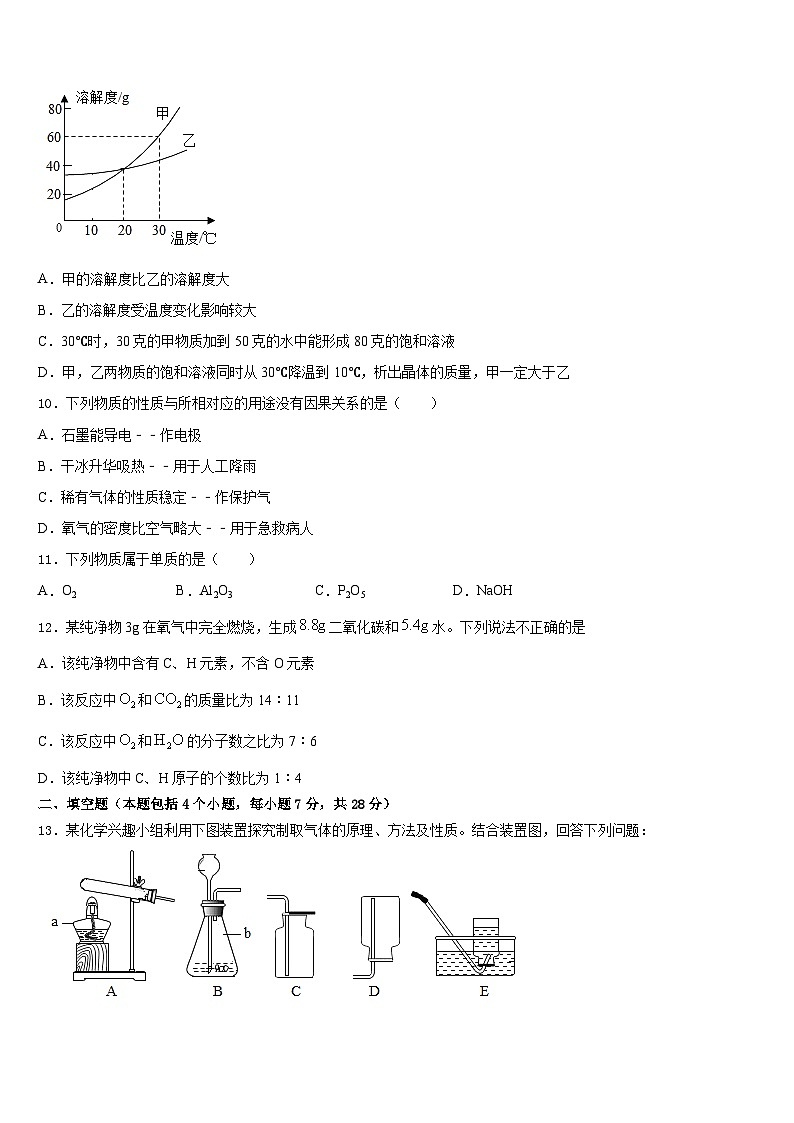 2023-2024学年浙江省绍兴市海亮化学九年级第一学期期末检测模拟试题含答案03