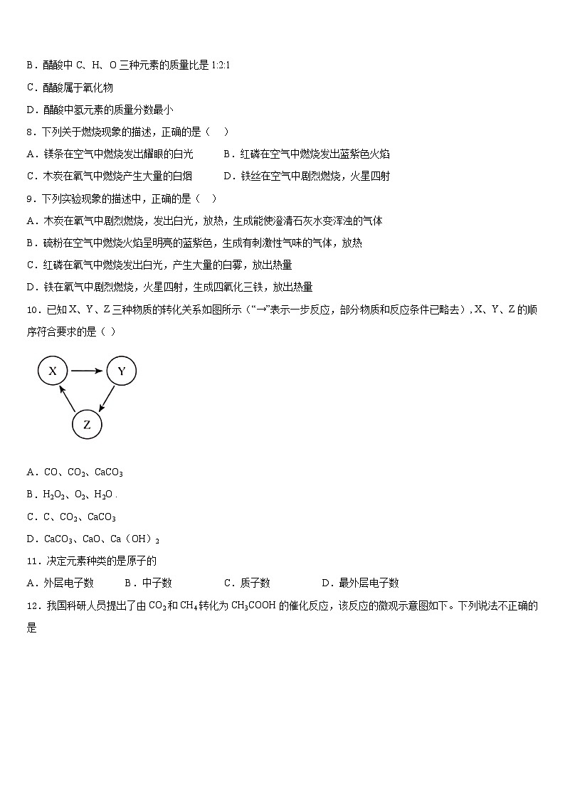 2023-2024学年浙江省舟山市名校九上化学期末质量跟踪监视试题含答案02