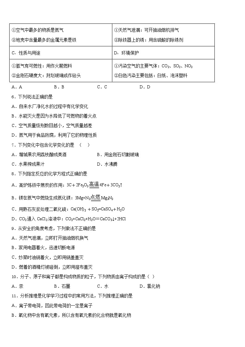 2023-2024学年浙江省温州市南浦实验中学化学九年级第一学期期末综合测试模拟试题含答案第2页