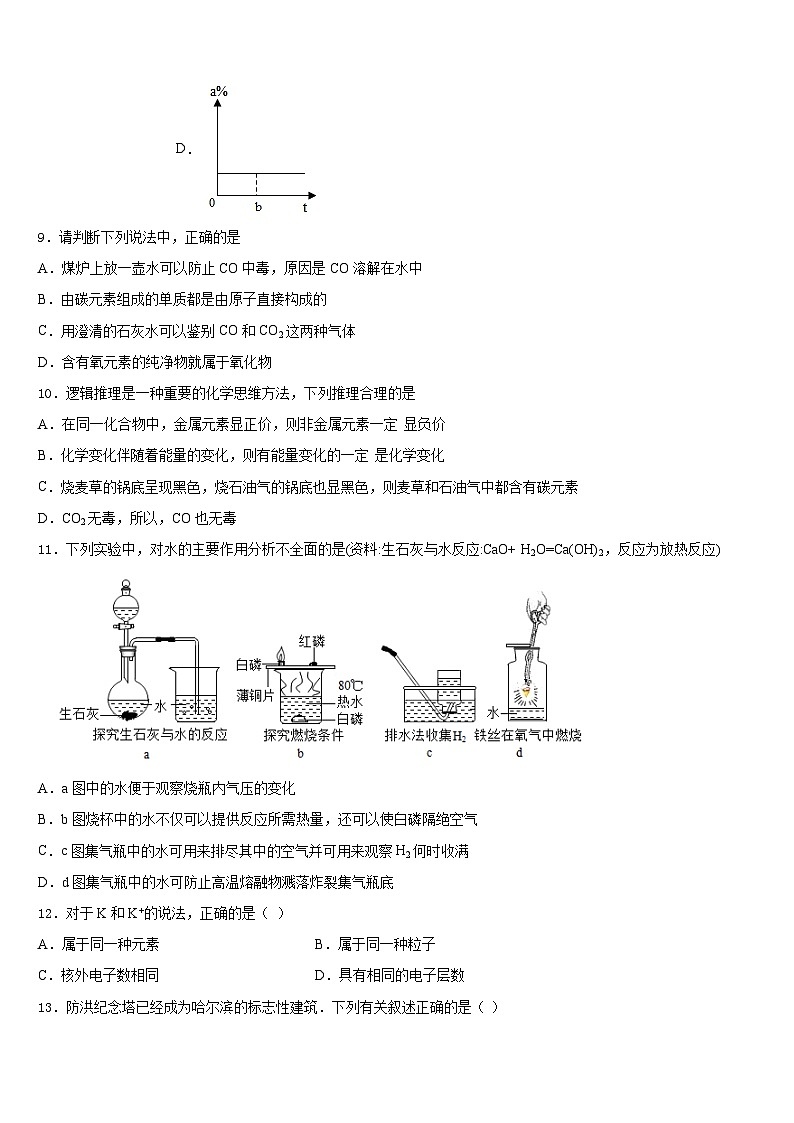 2023-2024学年浙江省温州市永嘉县化学九年级第一学期期末质量跟踪监视模拟试题含答案03