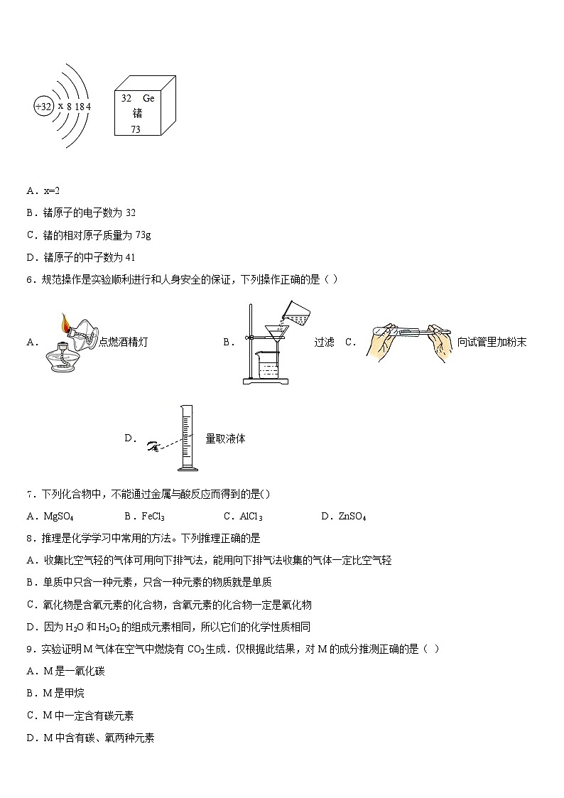 2023-2024学年浙江省温州市六校化学九年级第一学期期末质量跟踪监视模拟试题含答案第2页