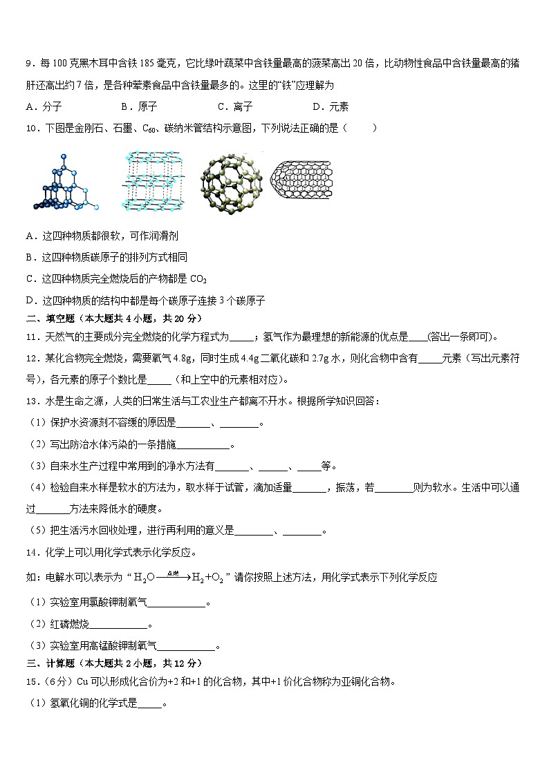 2023-2024学年湖北恩施龙凤民族初级中学九上化学期末检测试题含答案第3页