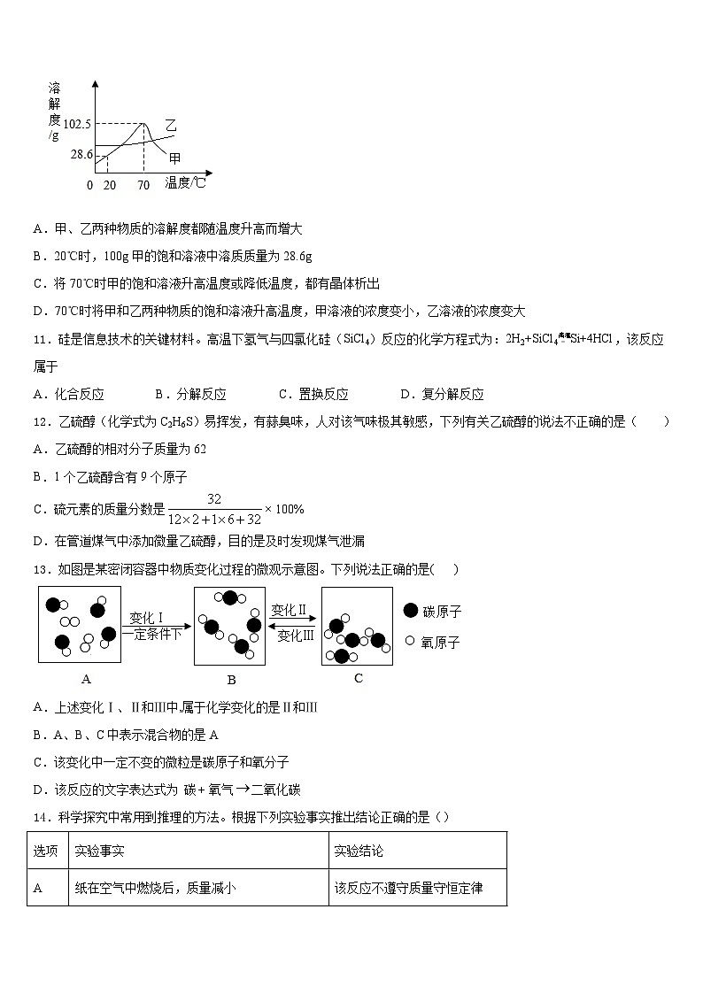 2023-2024学年湖北洪湖市瞿家湾中学化学九年级第一学期期末复习检测模拟试题含答案03
