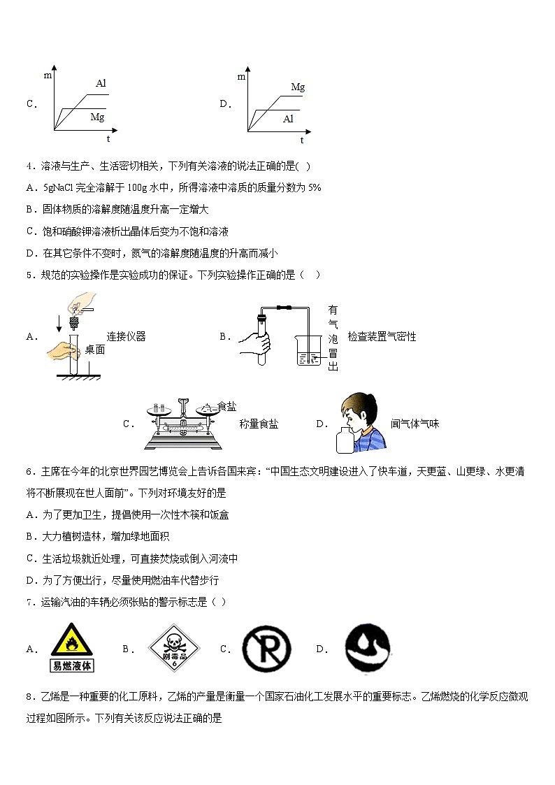 2023-2024学年湖北省十堰市名校九上化学期末联考模拟试题含答案第2页