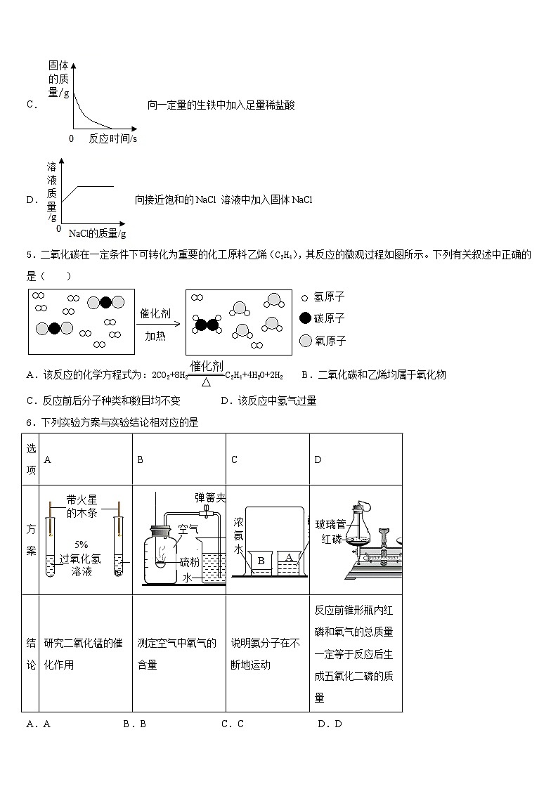 2023-2024学年湖北省咸宁市赤壁市中学小化学九上期末检测试题含答案02