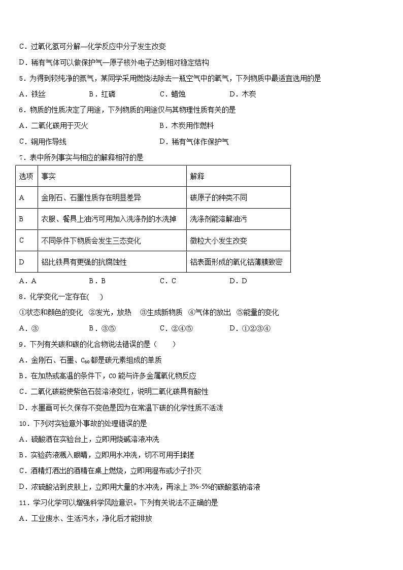 2023-2024学年湖北省咸宁市马桥中学九上化学期末调研试题含答案第2页