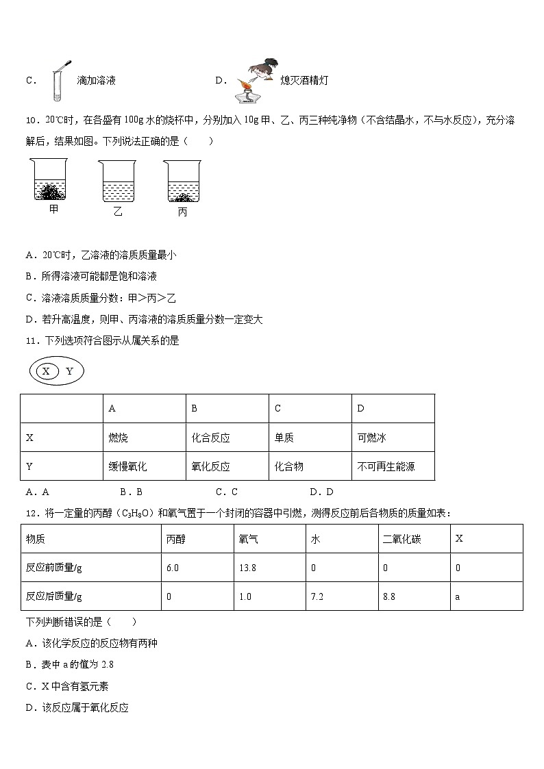 2023-2024学年淮南市重点中学九上化学期末学业质量监测模拟试题含答案第3页