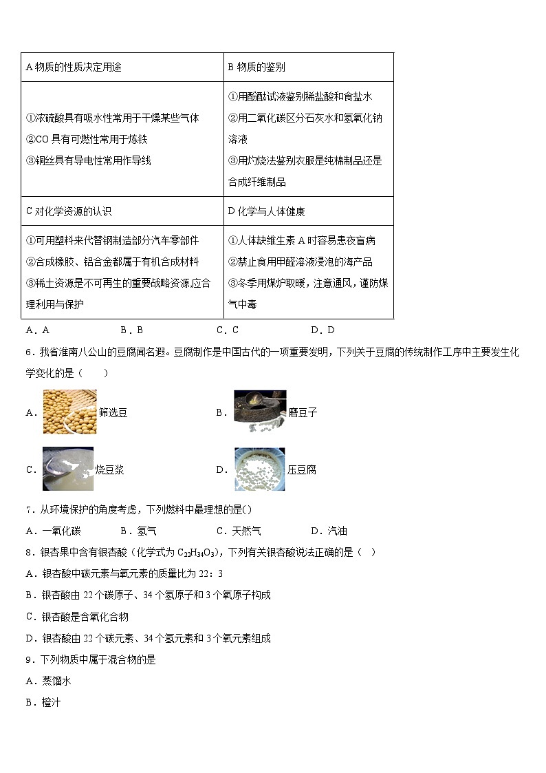 2023-2024学年湖北省宜昌市秭归县九上化学期末教学质量检测模拟试题含答案第2页