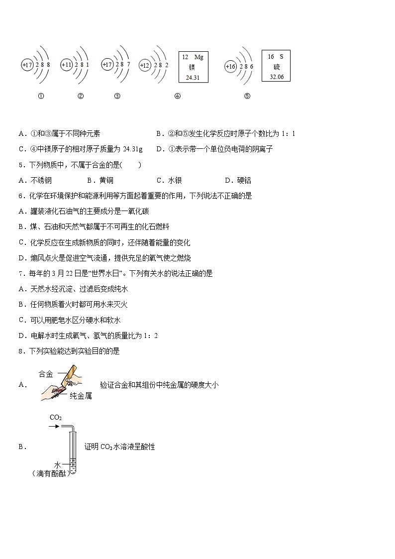2023-2024学年湖北省潜江市张金镇铁匠沟初级中学九年级化学第一学期期末考试试题含答案第2页