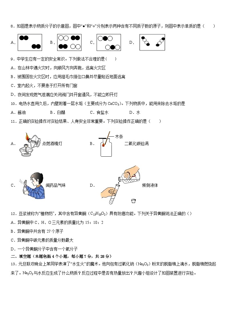2023-2024学年湖北省武昌区粮道街中学九年级化学第一学期期末监测模拟试题含答案第2页