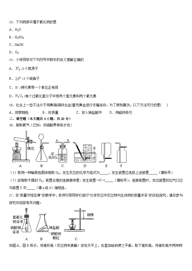 2023-2024学年湖北省武汉二十四中学九上化学期末经典模拟试题含答案第3页