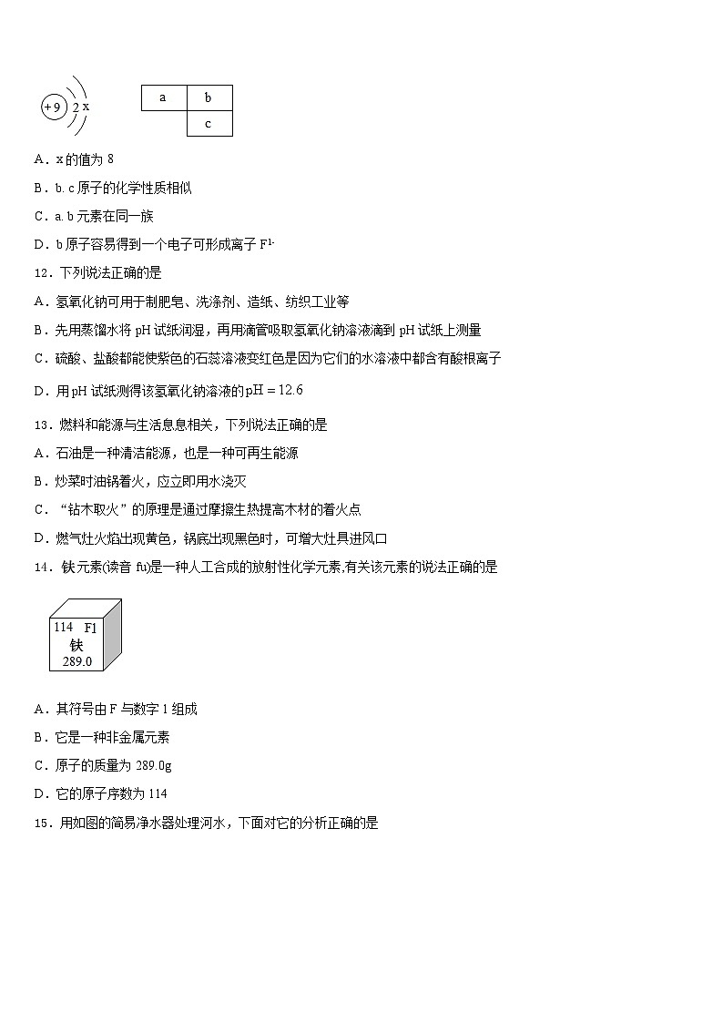 2023-2024学年湖北省武汉洪山区五校联考化学九年级第一学期期末教学质量检测试题含答案第3页