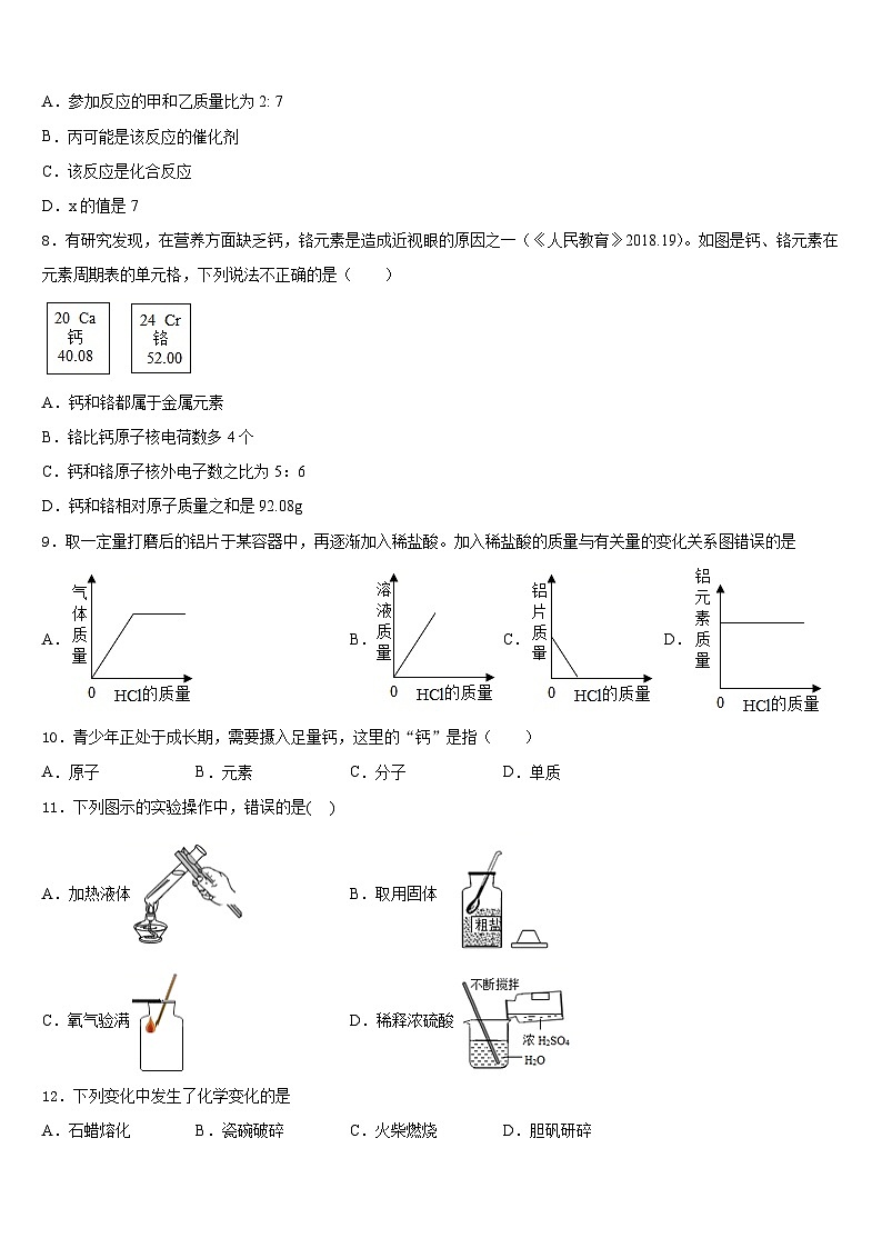 2023-2024学年湖北省武汉市江岸区武汉七一华源中学九上化学期末考试试题含答案第3页