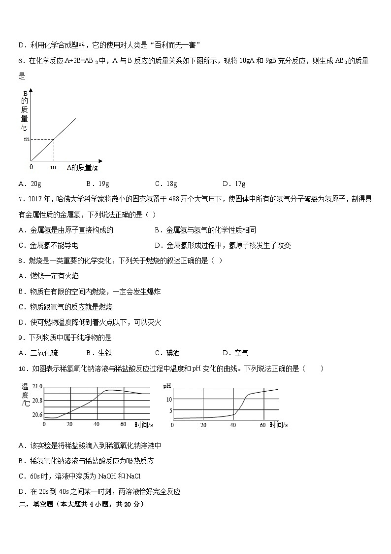 2023-2024学年湖北省武汉市武汉外学校化学九上期末统考模拟试题含答案第2页