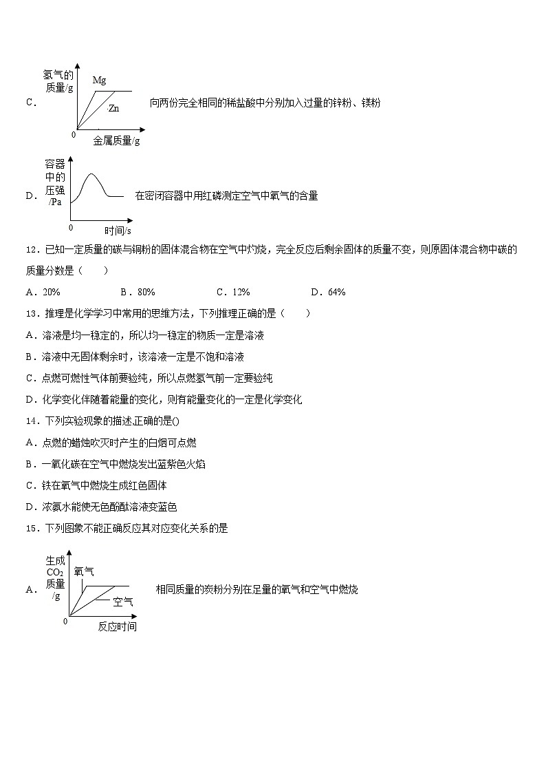 2023-2024学年湖北省黄冈市宝塔中学化学九年级第一学期期末复习检测试题含答案第3页