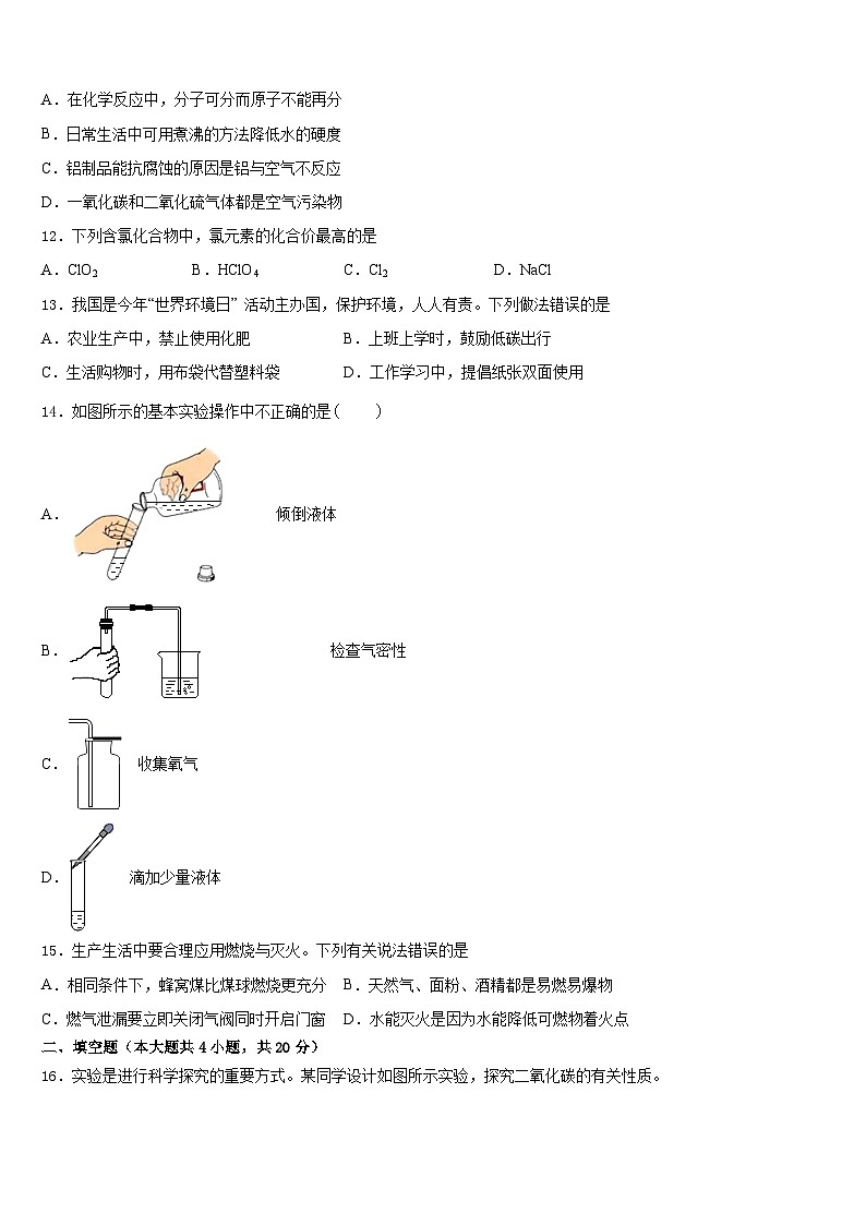 2023-2024学年湖北省随州市二中学化学九年级第一学期期末考试试题含答案03