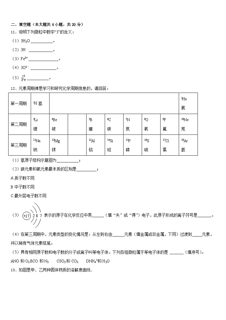 2023-2024学年湖北省重点中学九年级化学第一学期期末质量跟踪监视试题含答案第3页
