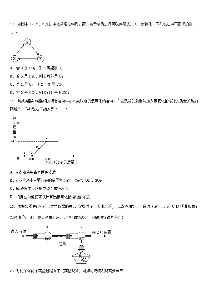 2023-2024学年湖北竹溪县化学九上期末复习检测模拟试题含答案03
