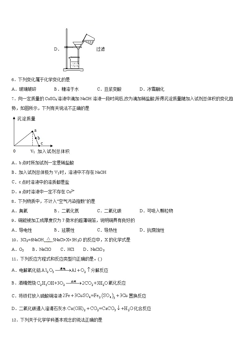 2023-2024学年湖南省东安县化学九上期末质量跟踪监视模拟试题含答案02