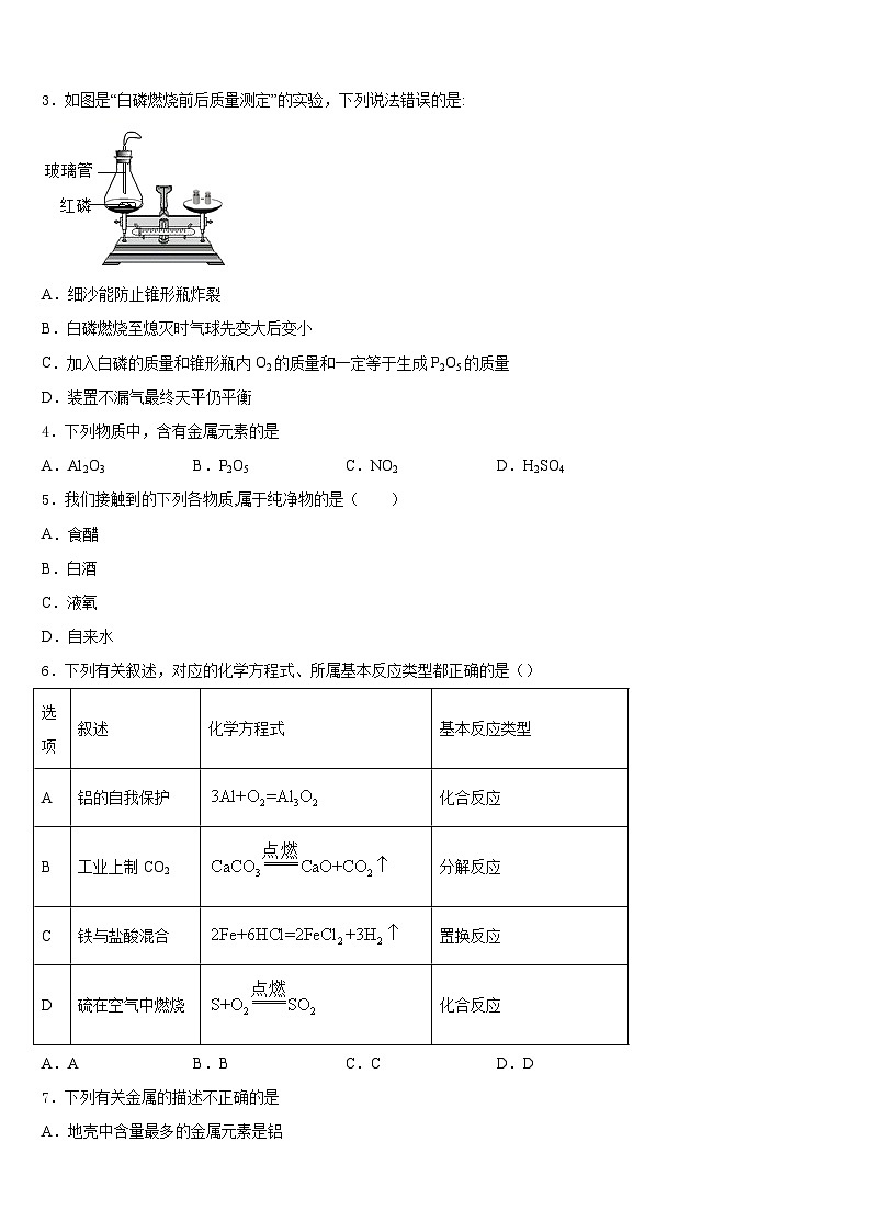 2023-2024学年湖南省长沙县九年级化学第一学期期末检测试题含答案第2页