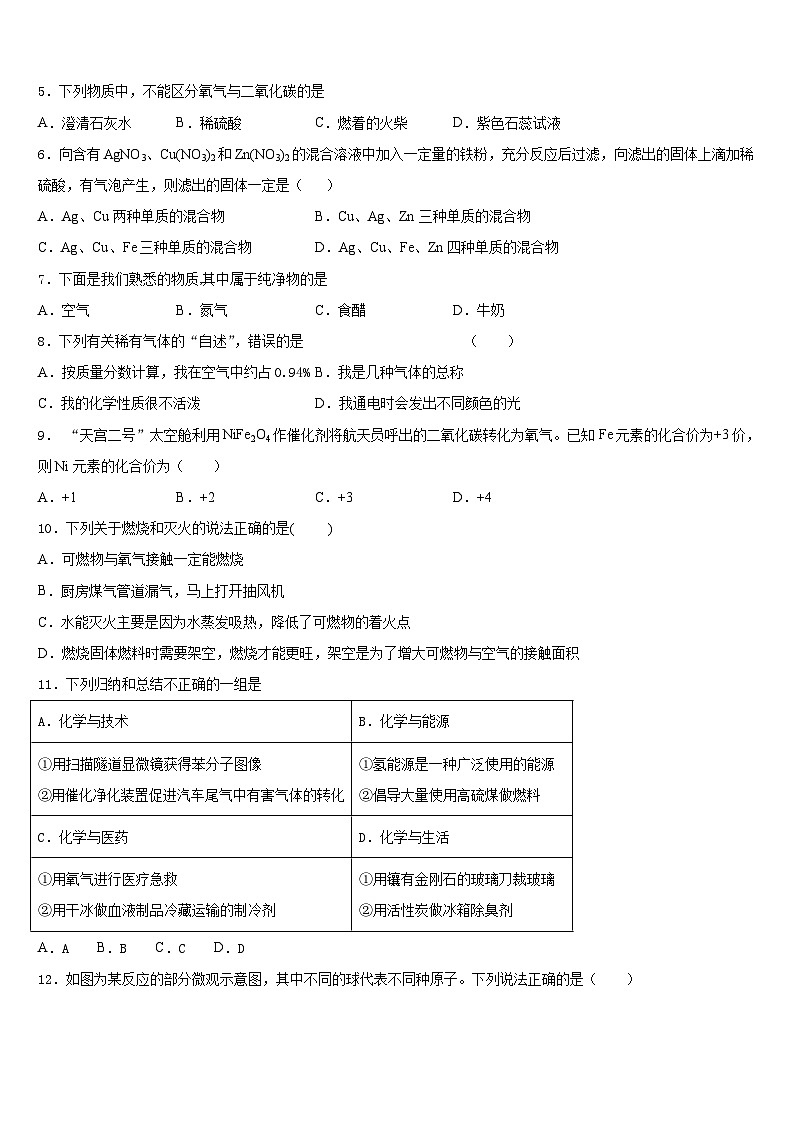 2023-2024学年湖南省长沙市湘一立信实验学校九年级化学第一学期期末调研试题含答案第2页