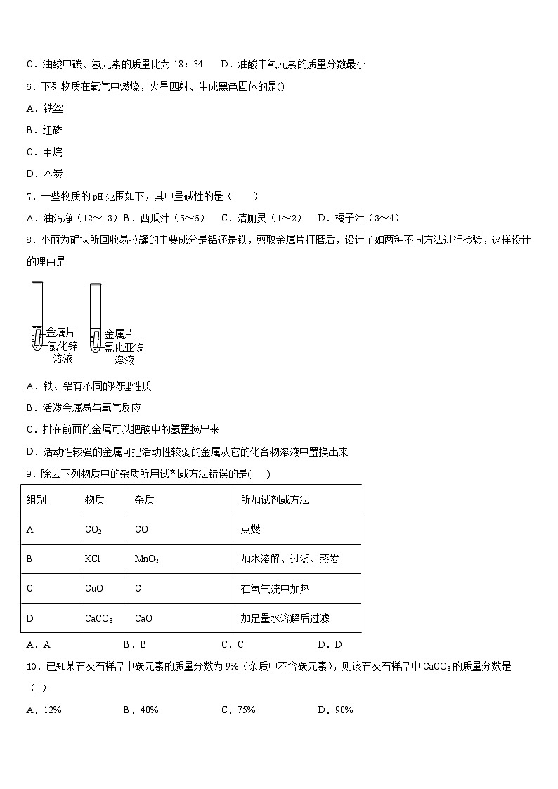 2023-2024学年湖南省长沙市望城县化学九年级第一学期期末达标测试试题含答案第2页