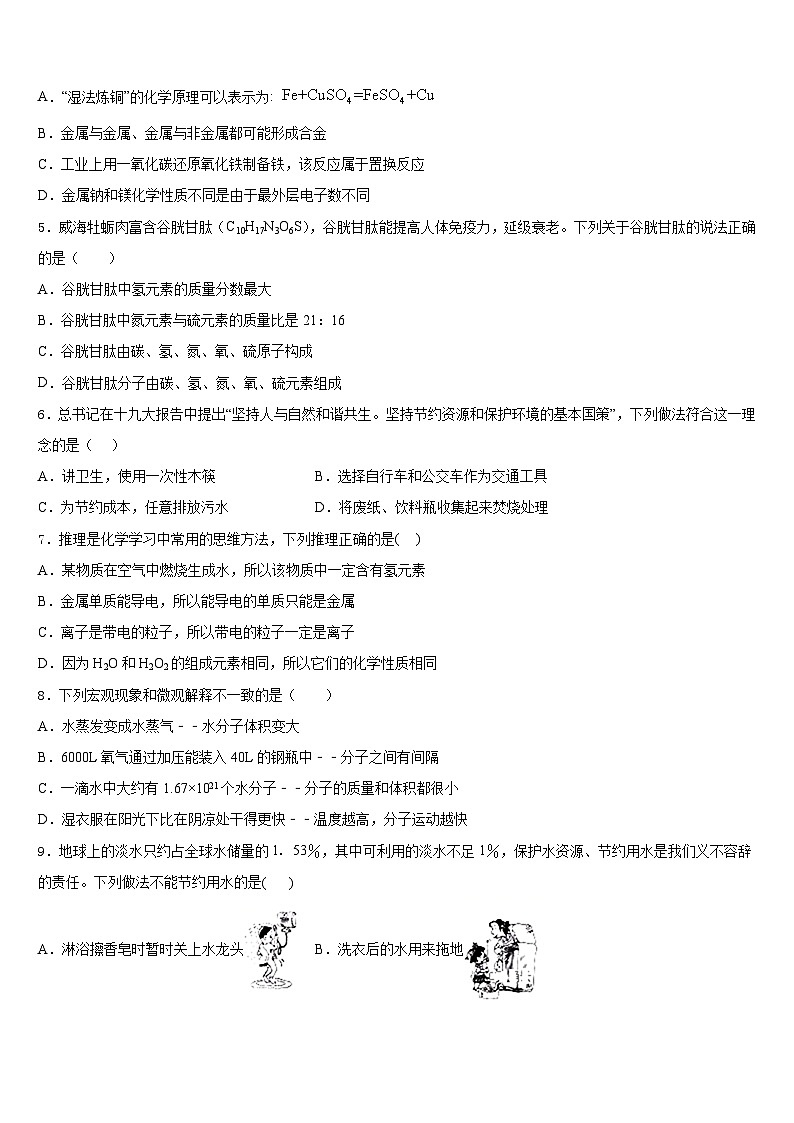 2023-2024学年湖南省长沙市博才实验中学化学九上期末综合测试模拟试题含答案02