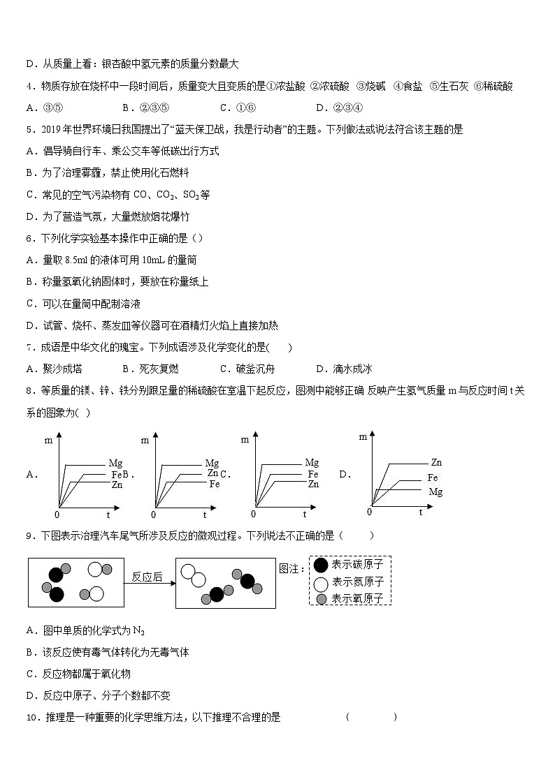 2023-2024学年湖南省长沙市长郡集团九上化学期末综合测试模拟试题含答案02