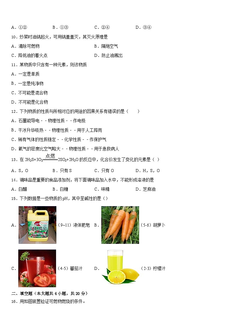 2023-2024学年甘肃省临洮县九上化学期末统考模拟试题含答案03