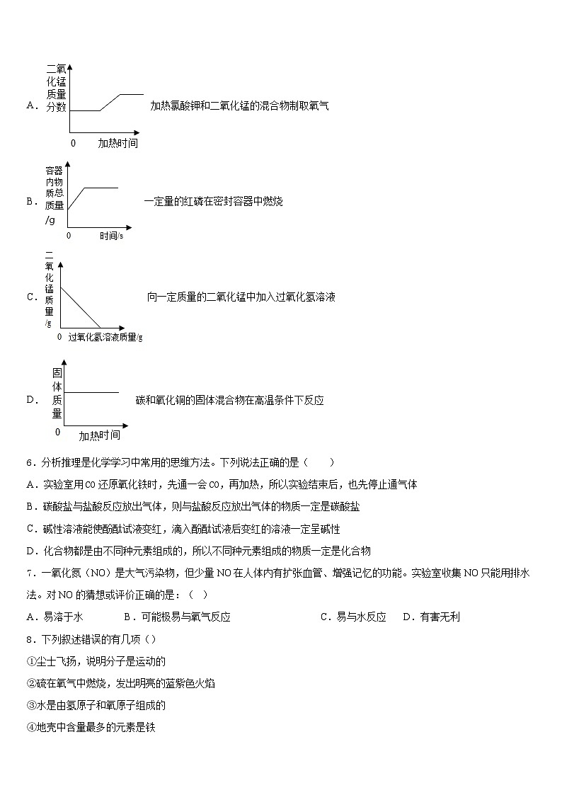 2023-2024学年甘肃张掖甘州中学化学九年级第一学期期末统考试题含答案第2页