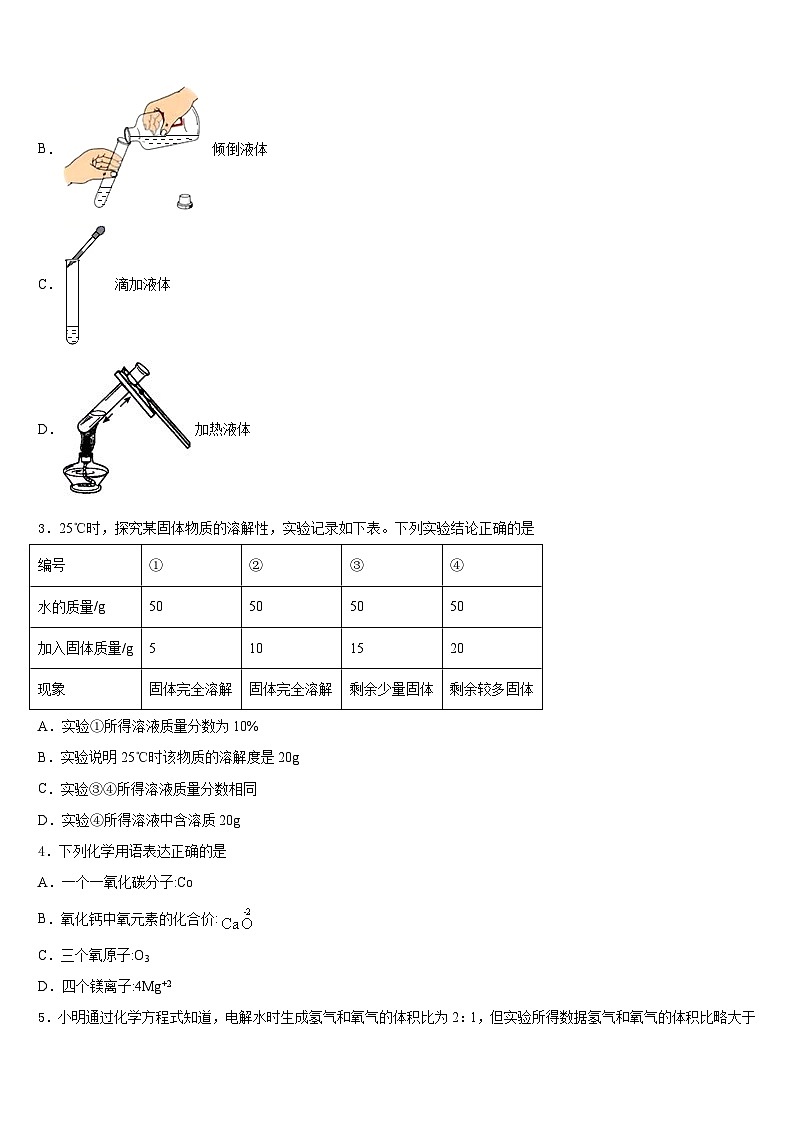 2023-2024学年甘肃省天水市名校化学九上期末统考试题含答案第2页