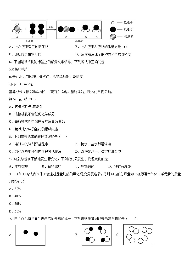 2023-2024学年湛江市重点中学化学九上期末质量检测试题含答案02