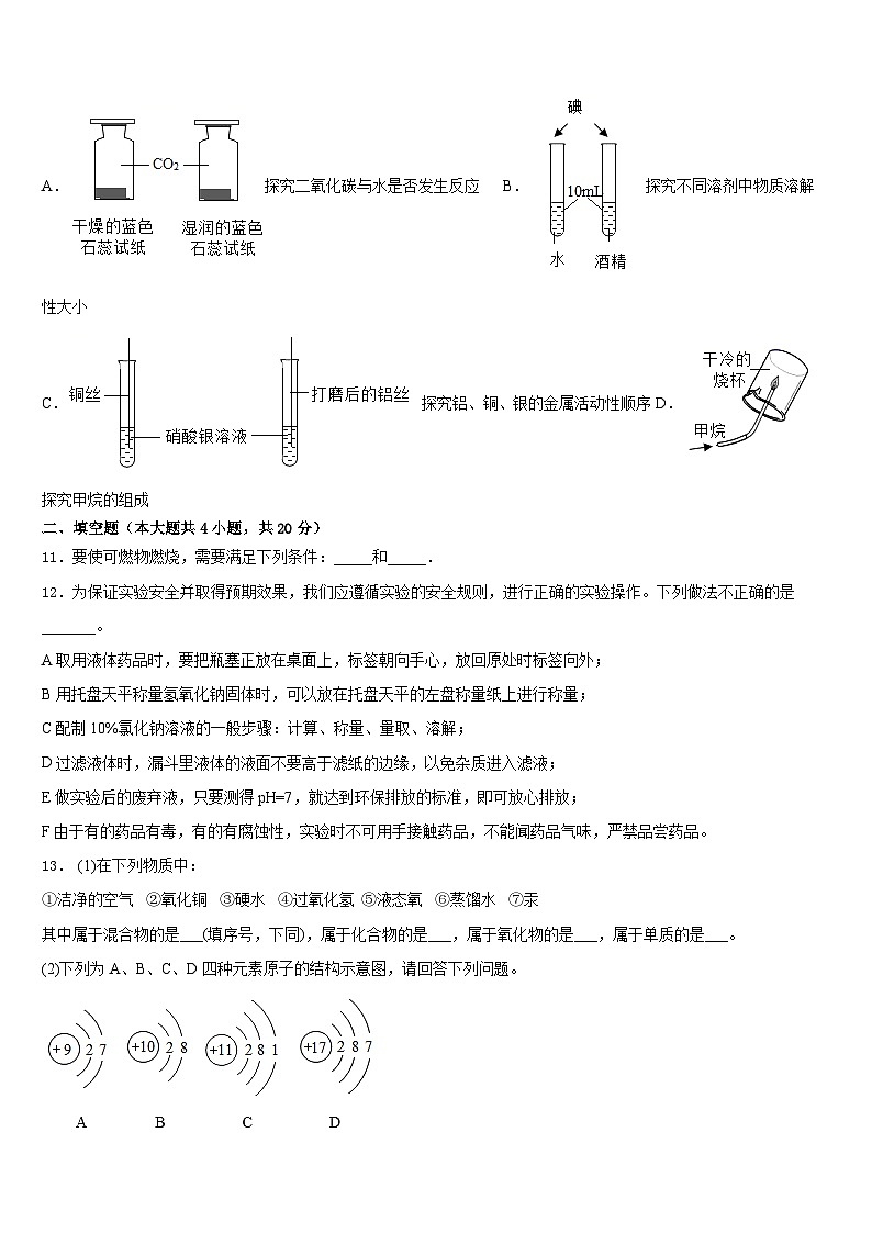 2023-2024学年湖南长沙市青竹湖湘一外国语学校九年级化学第一学期期末达标测试试题含答案第3页